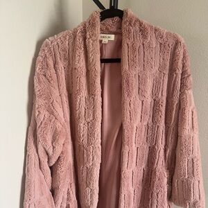 Taylor & Sage Blush Textured Faux Fur Jacket